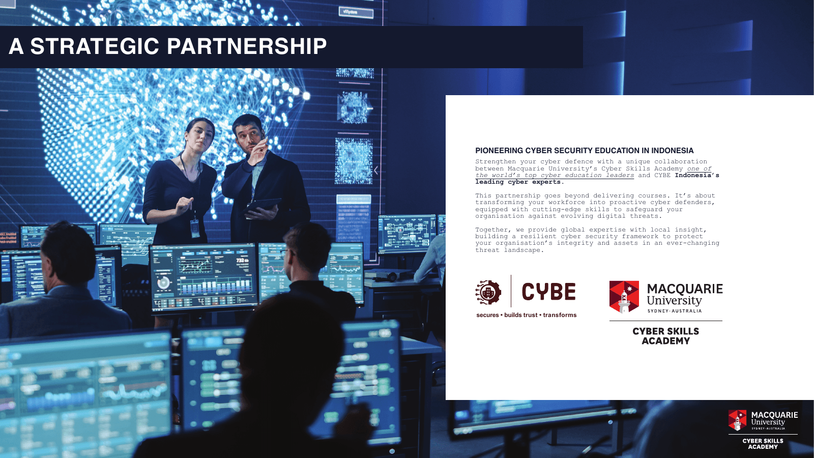 Cybe and Macquarie University Cyber Skills Academy partnership reference